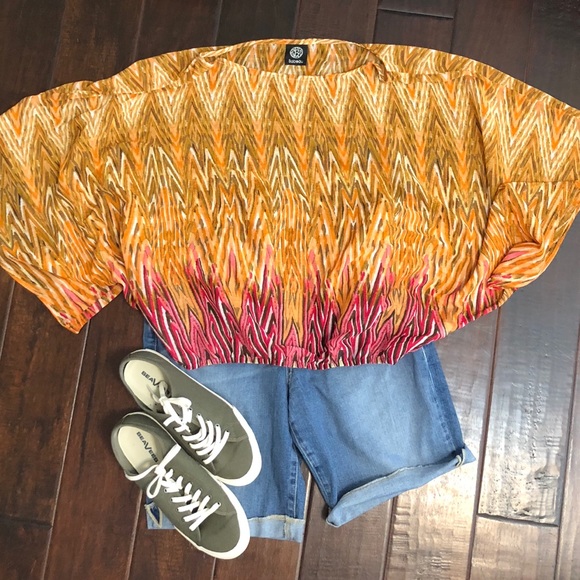 🧡💗 Bobeau orange/pink top -like new! 💗🧡 - Picture 1 of 4